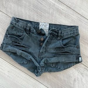 Washed black one teaspoon for free people bandit short shorts